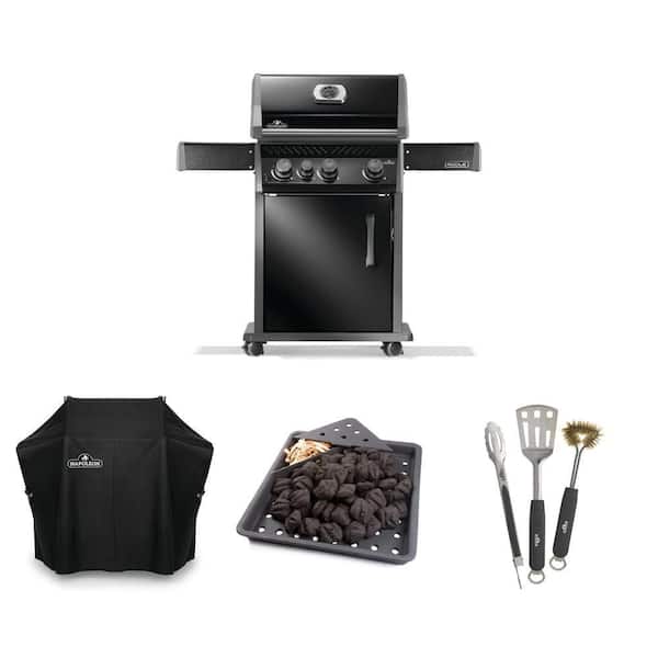 Rogue 425 3-Burner Gas Grill with Cover, Toolset and Smoker Tray Combo (5-Piece)