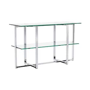 Chrome Glass Top 50 in. Sideboard with 2 Tier Glass Shelves