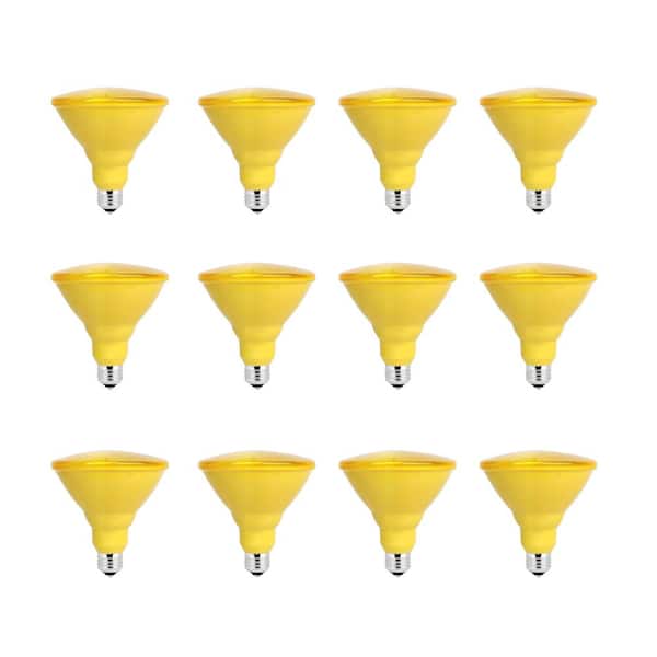 90-Watt Equivalent PAR38 Weatherproof Outdoor Landscape Yellow Color LED Flood Light Bulb (12-Pack)