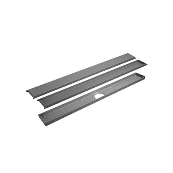 DURAL Myvario-Line 0.24" W X 2.3" L Design grate and drain channel  stainless steel Pwd. Ct. gray for Shower Kit PVC Flange