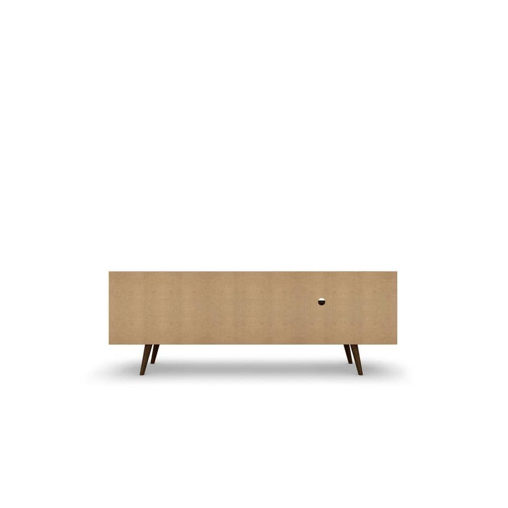 Rustic Brown and Aqua Blue 63" MDF TV Stand with Cabinet