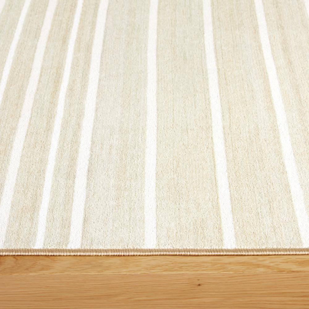 Layne Cream and Beige Stripe Washable Tufted Area Rug 8' x 10'