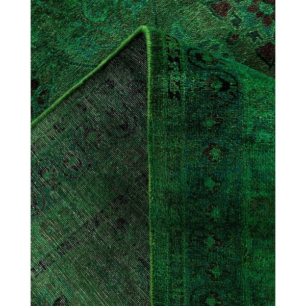 Overdyed Green 8 ft. x 10 ft. Solid Wool Indoor Area Rug