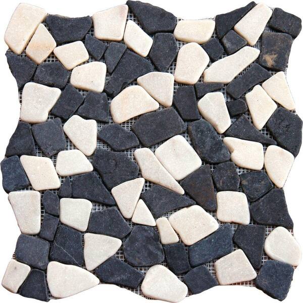 MSI Mixed Flat River Rock 16 in. x 16 in. Tumbled Marble Floor and Wall Tile (12.46 sq. ft. / case)
