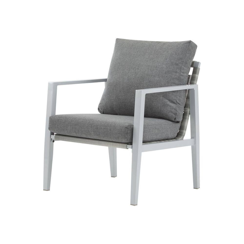 Silver and Gray Aluminum Lounge Chair with Rope Accents, Indoor and Outdoor Seating for Patio, Balcony and Living Room price history on PriceWatchPro