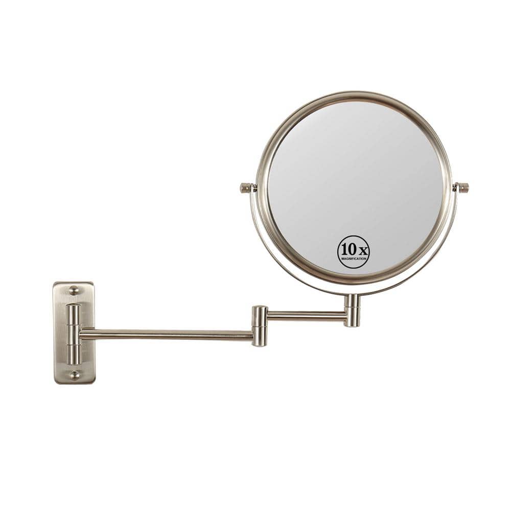 FUNKOL 8 in. Small Round 1x/10x Magnifying Wall-Mounted Bathroom Makeup ...