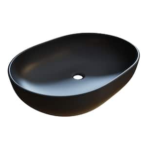 Oval Bathroom Ceramic Vessel Sink Art Basin in Black
