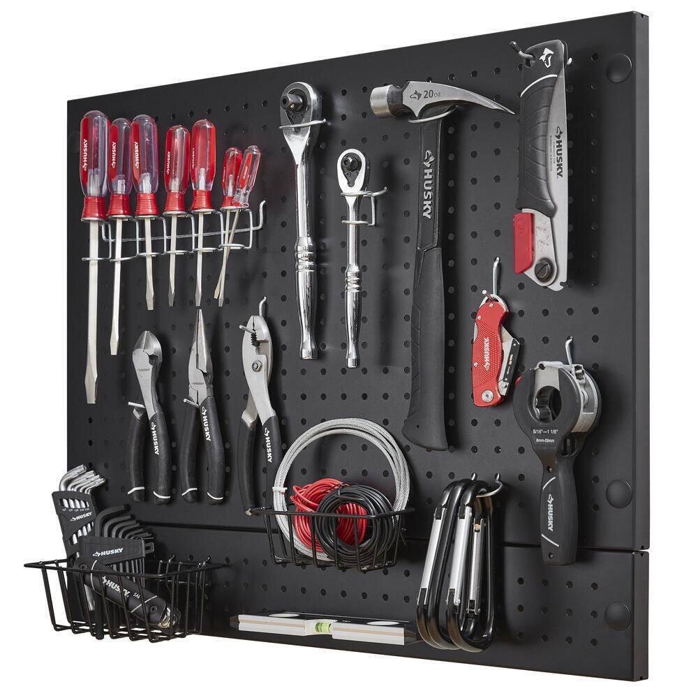 Steel Pegboard Set in Black (28 in. W x 23.5 in H) for Heavy Duty Welded St