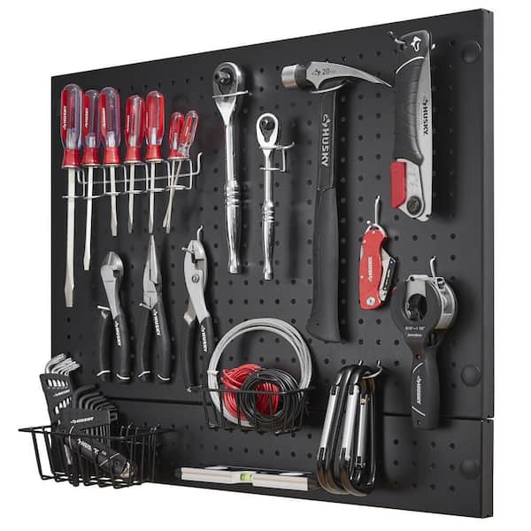Husky Steel Pegboard Set in Black (28 in. W x 23.5 in H) for Heavy Duty Welded Steel Garage Storage System