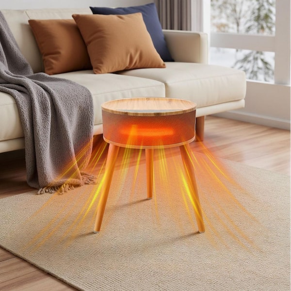 1500W Ø20.5 in. Freestanding PTC Ceramic Electric Fireplace Space Heater in Nature with Remote, 12H Timer