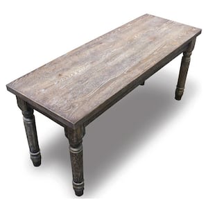 Demi Weathered Gray Dining Bench 18.5 in. H x 40 in. W x 14 in. D