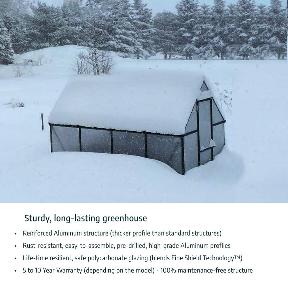 Hybrid Green Polycarbonate and Aluminum Walk-In Greenhouse