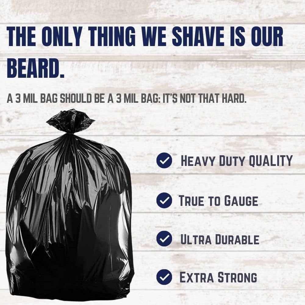 Heavy-Duty Black 60-Gallon Contractor Trash Bags with Tie Closure