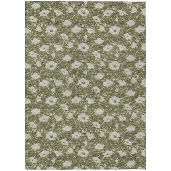 Chantille Machine Washable Indoor/Outdoor Abstract ACN2792 Olive 5 ft. x 7 ft. 6 in. Area Rug