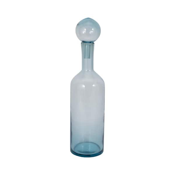 20 in. Blue Glass Urn Decorative Vase
