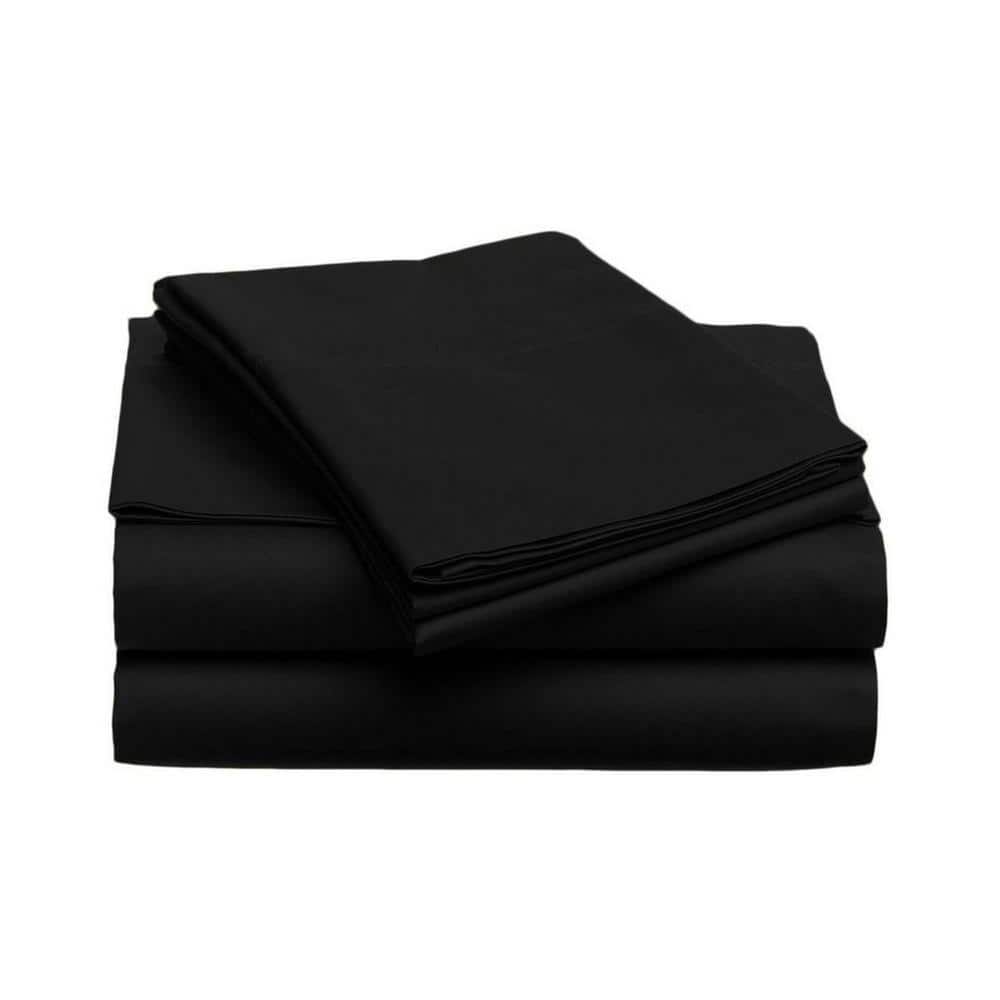 4-Piece Black Microfiber Queen Sheet Set