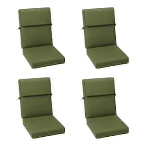 20.5 in. x 20.5 in. Outdoor High Back Chair Cushion with Adjustable Buckles and Ties in Green (4-Pack)