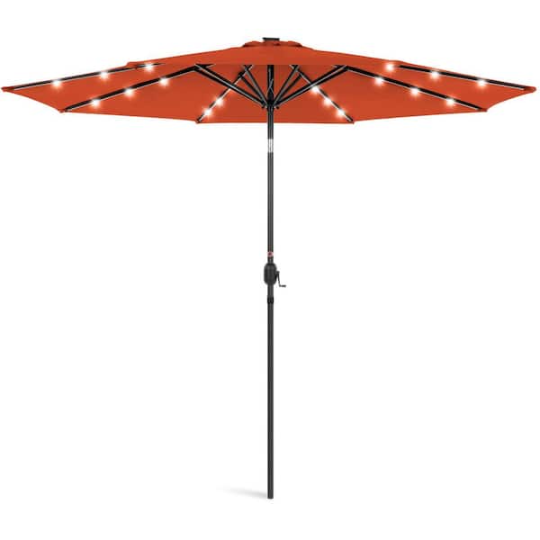 Unbranded 10 ft. Steel Market Solar Tilt Patio Umbrella in Rust