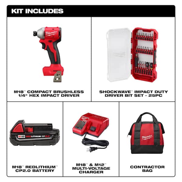 Milwaukee M18 18V Lith-Ion Compact Brushless Cordless Impact