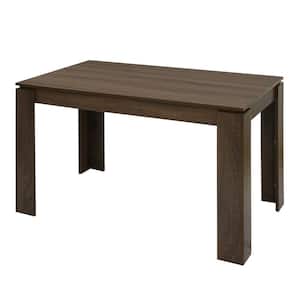 MUSK 120 Farmhouse Style Walnut Brown Rectangle Wood Top 47.2 in. Wide in 4 Legs Base Dining Table Spacious for 4 Seats