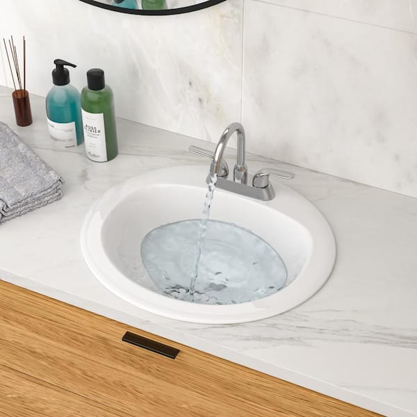 20.3x18 in. White Drop In Bathroom Sink with 3 Vessel Style Basin