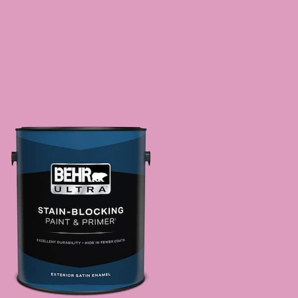 BEHR ULTRA 1 gal. #690B-4 Pink Begonia Satin Enamel Exterior Paint & Primer