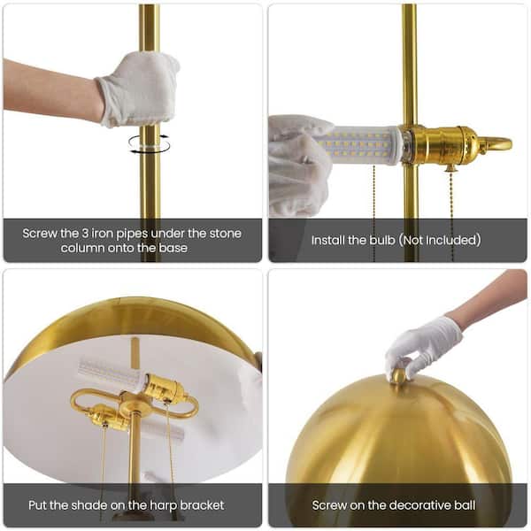 KAISITE 23 in. Gold Modern 2-Light Plug-in and Flexible Table Lamp