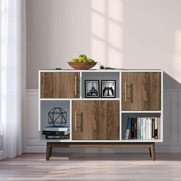 Seafuloy 40.94 in.W Oak Wooden Storage Cabinet