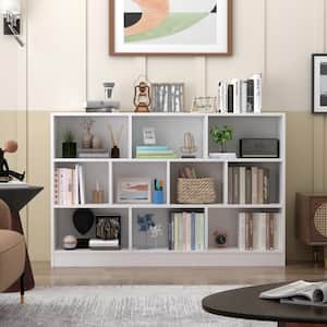 40.9 in. H x 55.1 W White Wood 10-Shelf Freestanding Standard Bookcase Display Bookshelf