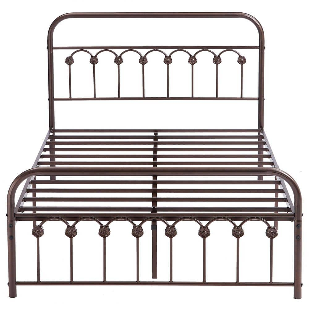 VECELO Classic Bed Frame, Purple Bronze Metal Frame, Full Size Platform ...