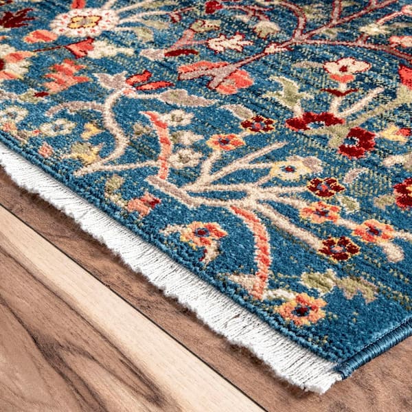 nuLOOM Valentina Tribal Fringe Blue 8 ft. x 10 ft. Area Rug 