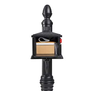 Stratford Black, Medium, Plastic, All-In-One Mailbox and Post Combo
