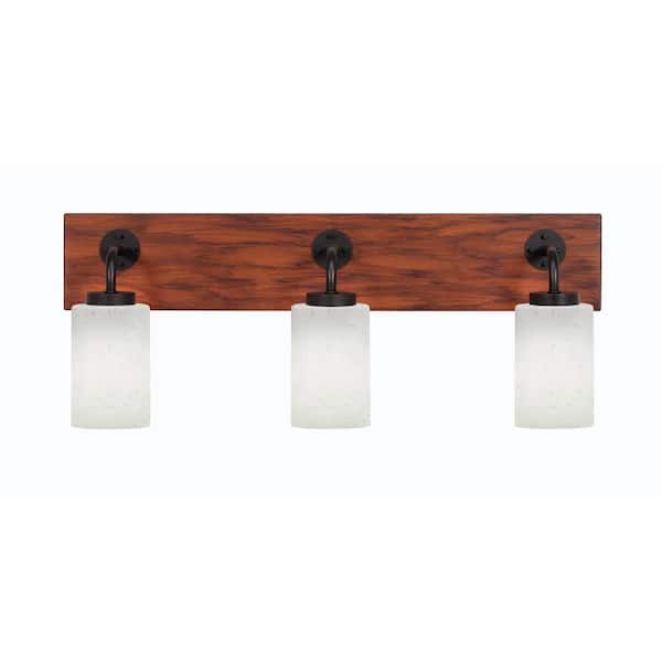 Unbranded Kirby 26 in. 3-Light Matte Black and Painted Wood-look Metal Vanity Light