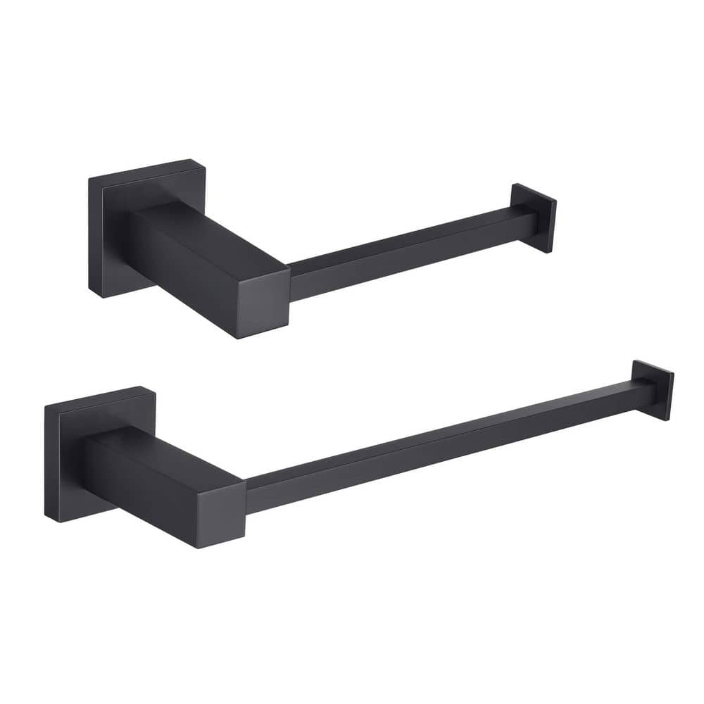 2-Piece Bathroom Hardware Set with Toilet Paper Holder Towel Bar/Rack in Matte Black price history on PriceWatchPro