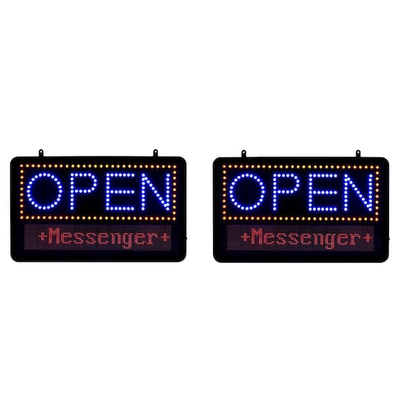Alpine Industries 22 in. x 13 in. LED Programmable Message Board Open Sign (2-Pack)