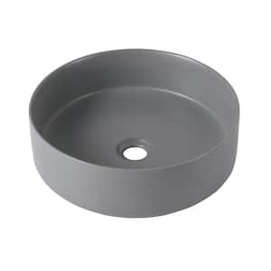 Grey Ceramic Circular Round Bathroom Vessel Sink Art Sink