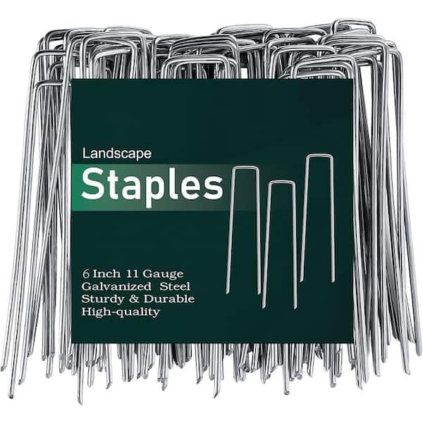 11 Gauge 1.5 in. Hot-dip Galvanized Landscape Staples 50 Pack for Plant Cover Stakes and Weed Barrier Fabric