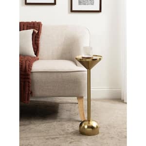 Frisk 8 in. Gold Round Metal End Table