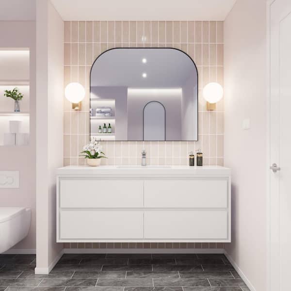 Moreno Bath Sage 60 in. W Bath Vanity in High Gloss White with Reinforced Acrylic Vanity Top in White with White Basin