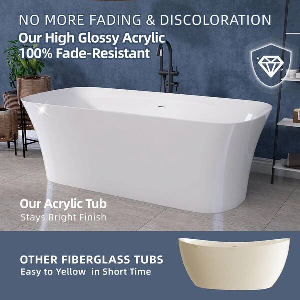 Zeafive 67 in. x 30.7 in. Acrylic Freestanding Soaking Bathtub