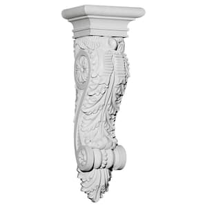8 in. x 6 in. x 22-7/8 in. Primed Polyurethane Acanthus Ribbon Corbel