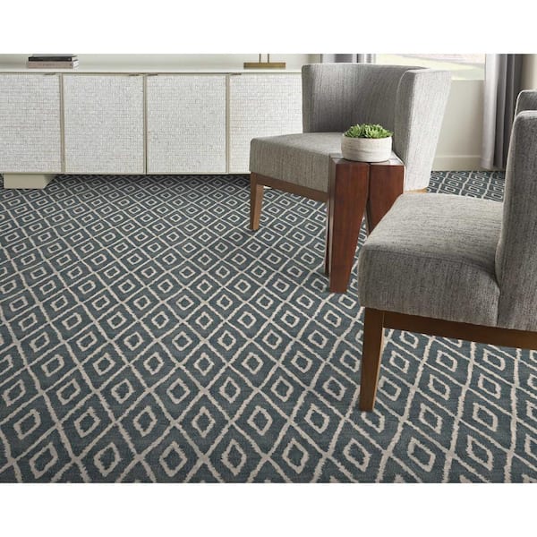 Diamond Back Teal Custom Area Rug with Pad