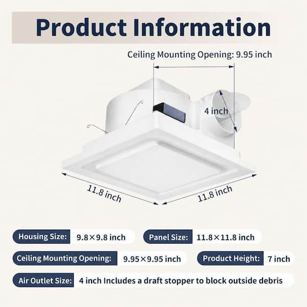 BeamBox 11.8 in. White Flush Mount Standard Ceiling Fan,Ceiling
