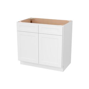 Camlock 36 in. W x 21 in. D x 34.5 in. H Ready to Assemble Bath Vanity Cabinet without Top in Shaker White