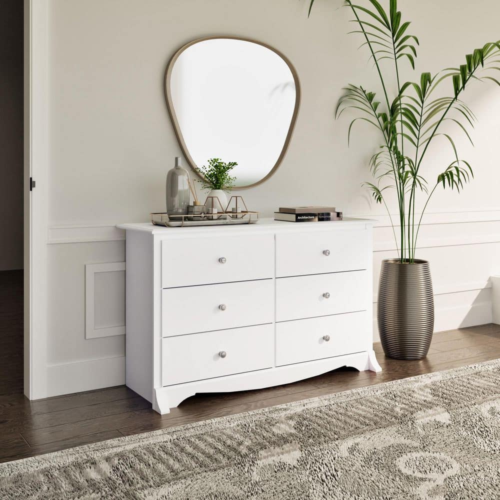 Compact Monterey 6-Drawer Nursery Dresser in White with Deep Storage
