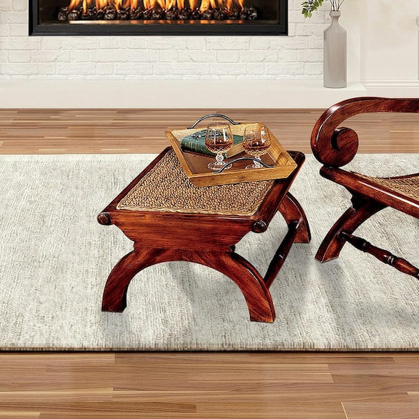 Design Toscano Footstool Brown Fabric British Plantation Accent Ottoman
