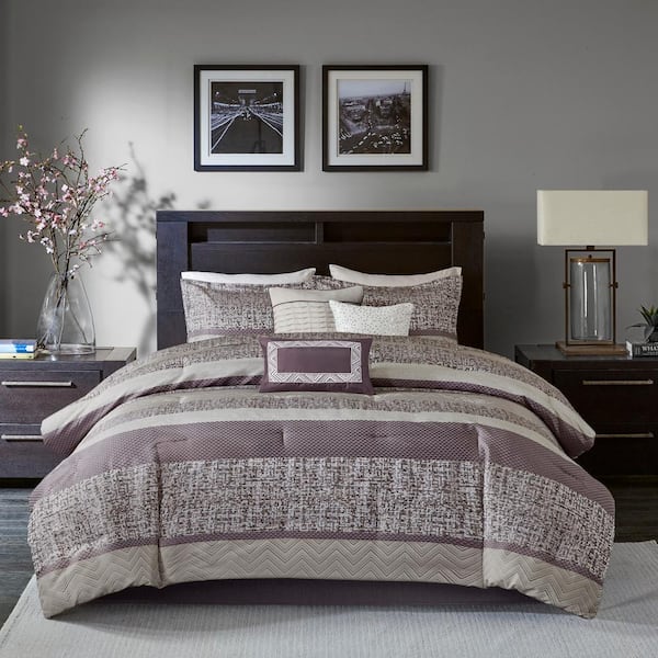 Melody 7-Piece Purple Polyester King Comforter Set