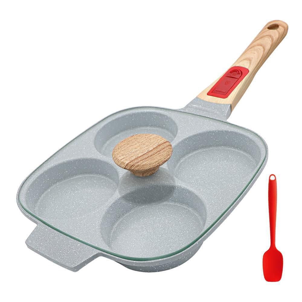 Blue Aluminum Medium 3.5 in. Ceramic Egg Frying Pan with Lid, Nonstick 4 Cup Fried Egg Pan with Detachable Handle price history on PriceWatchPro