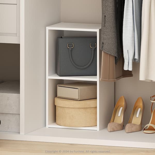 Reed 21 in. Tall White Wood 2-Shelf Bookcase