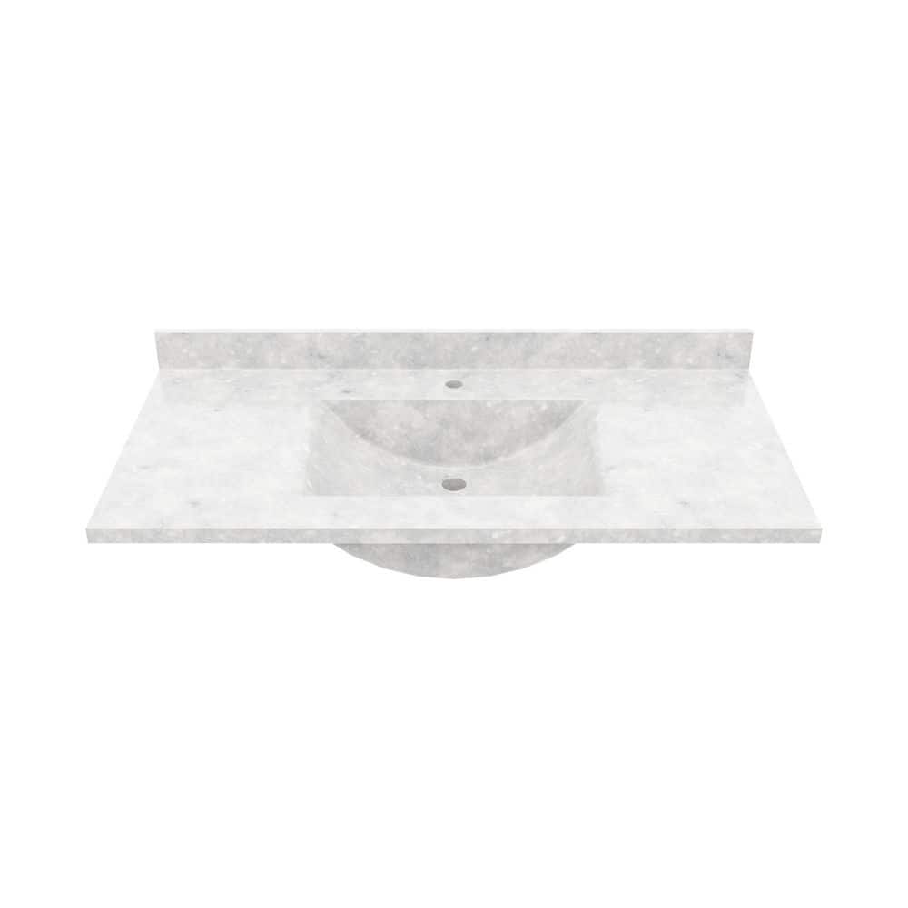 Ice Gray Engineered Solid Surface 43'' Single Bathroom Vanity Top with Sink